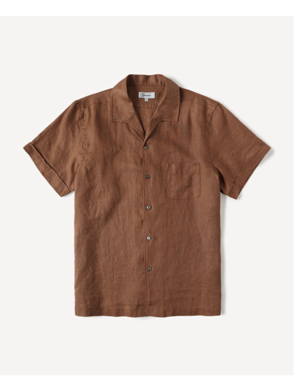 1950s Italian Collar Linen Short Sleeve Shirt M USA Ship